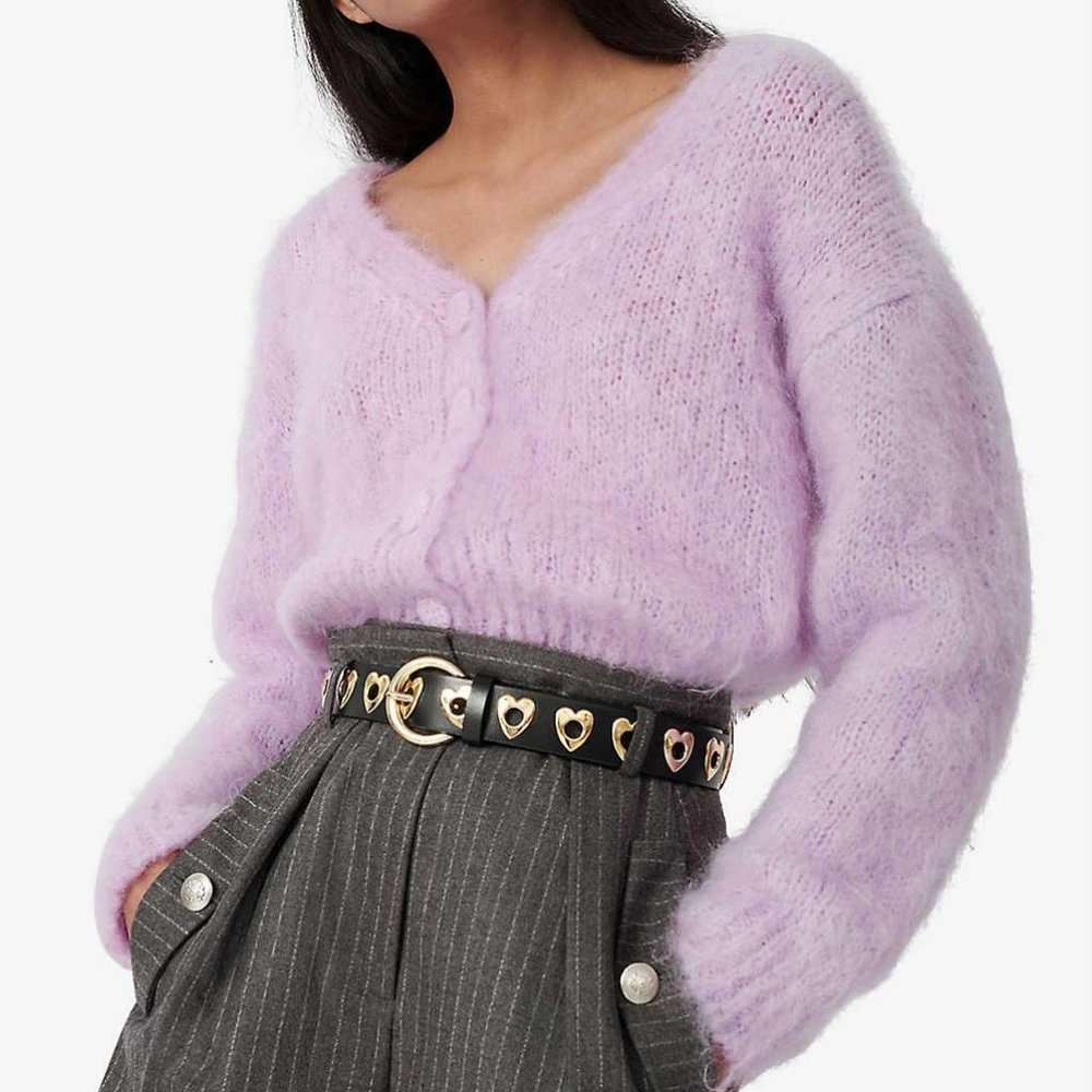 Maje Parma Mohair Cardigan in Violet Size M